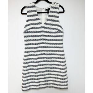 J. Crew Womens Striped Tweed Dress White Blue 10